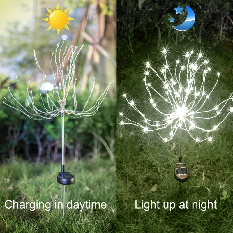 The Holiday Aisle® 8 Mode Solar Outdoor Firework Lights 120Led Waterproof Landscape Light for